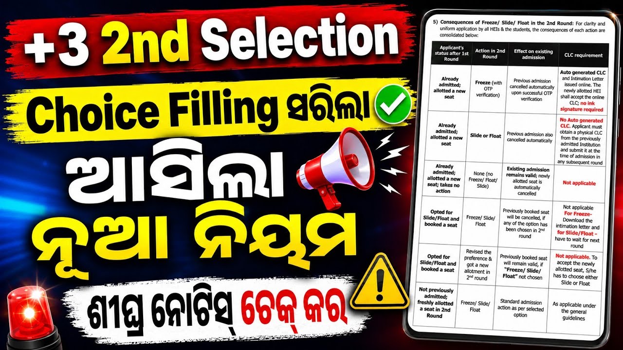 +3 2nd Selection Merit List New Rule। Plus3 Admission Choice Filling Selection Full Process 2026-27।