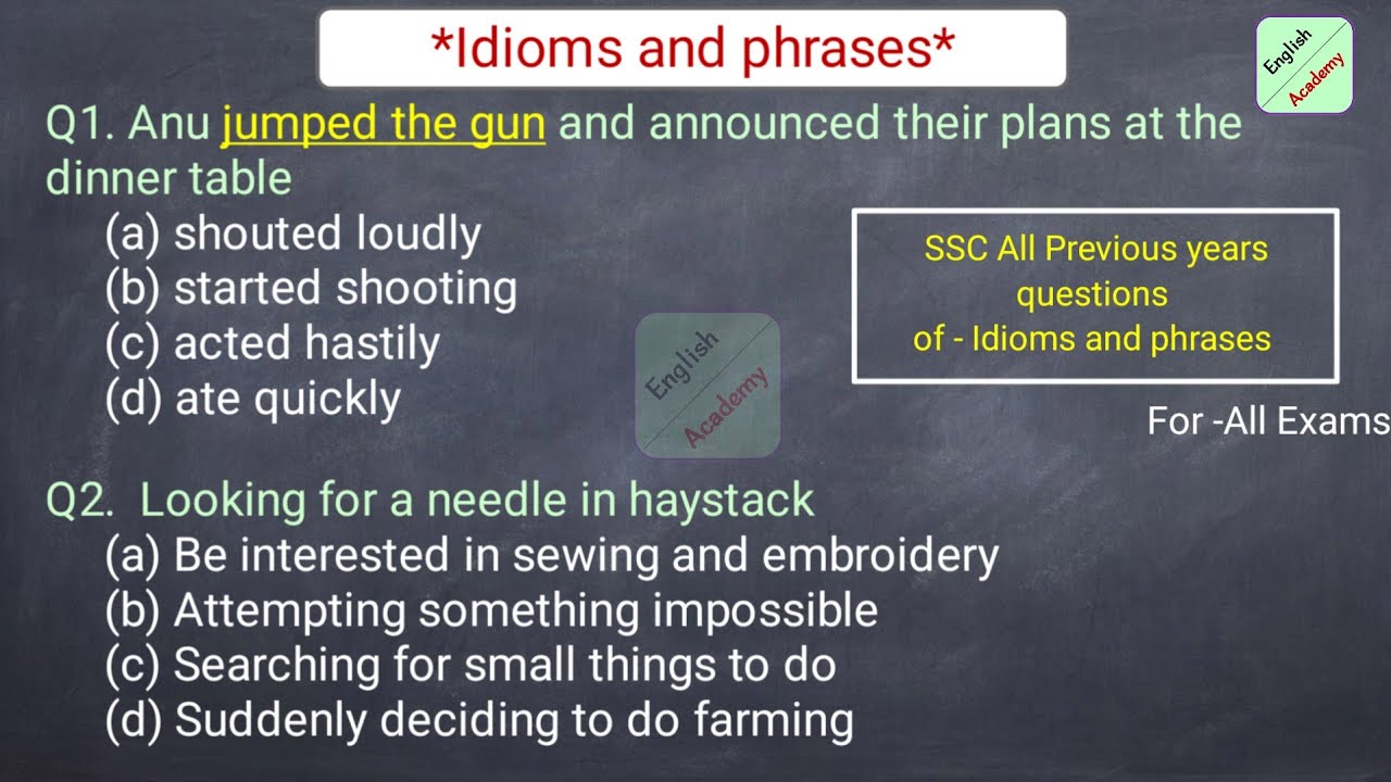 Idioms and Phrases 5- ,for all competitive exams English academy by Deepak KR #SSC #MTS #Navy army