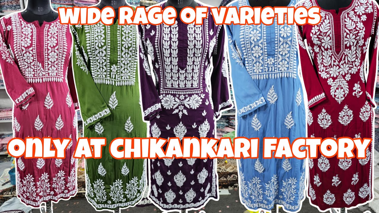 wide range of varieties on wholesale chikankari fancy work kurtis | lucknowi chikankari handwork