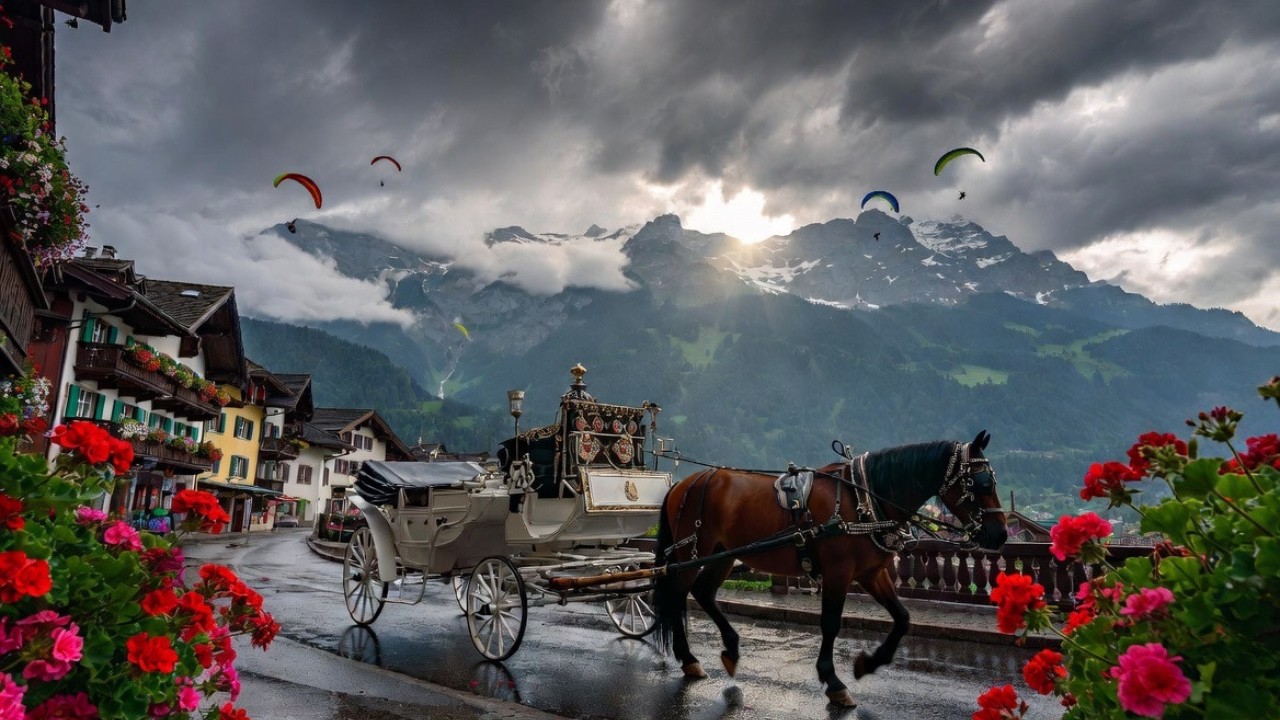 Interlaken Switzerland in Spring: Like Walking Through a Real Life Fairytale : Switzerland 4K Walk