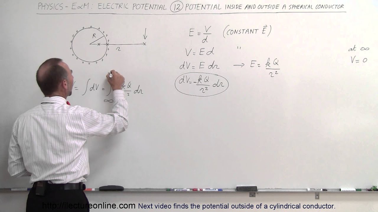 Physics 38   Electrical Potential (12 of 22) Potential In-, On, & Outside a Spherical Conductor