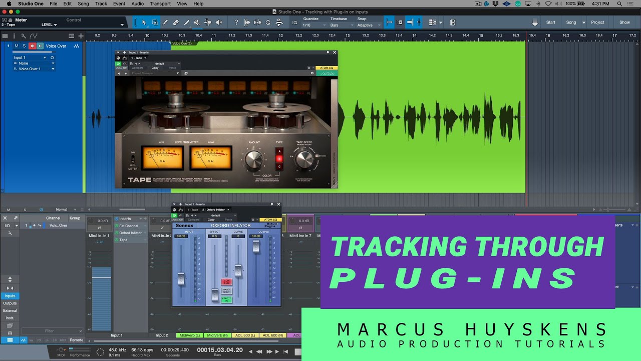 Recording with Plug-Ins on Inputs In PreSonus Studio One