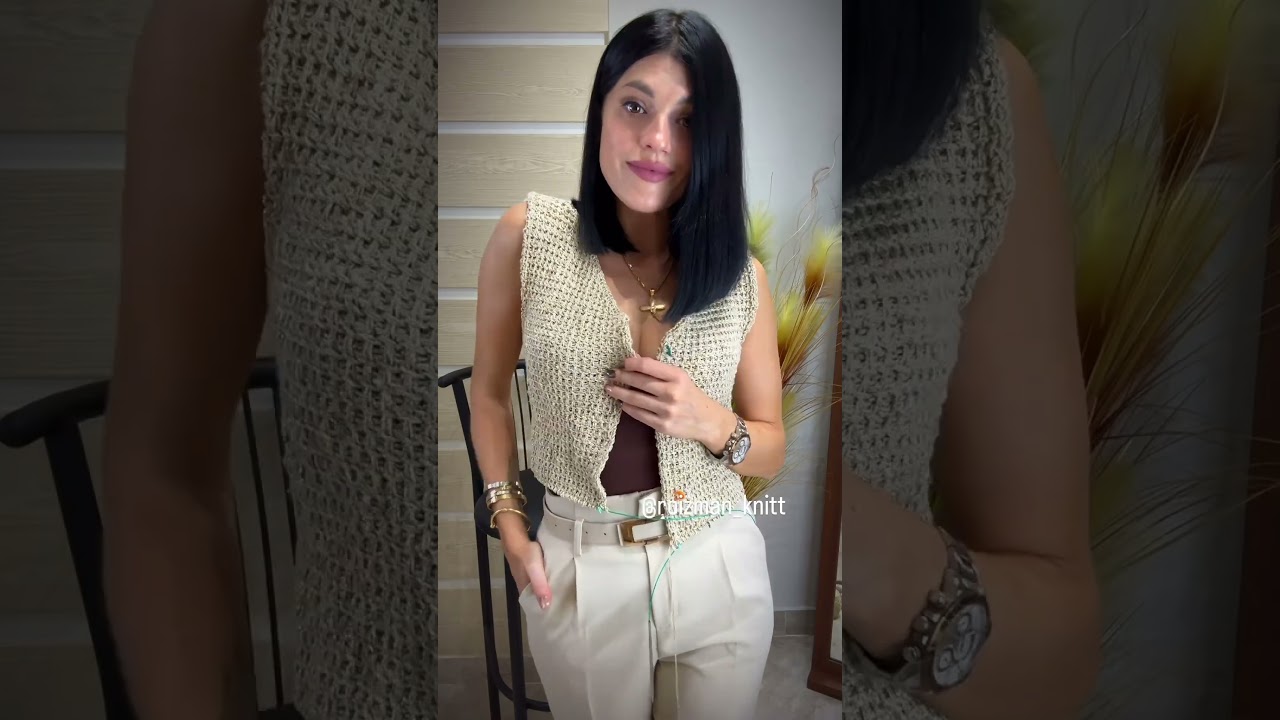 🧶ТВИДОВЫЙ ЖИЛЕТ СПИЦАМИ🧶 #вязаниеспицами #knitting #crochet #вязание #fashion