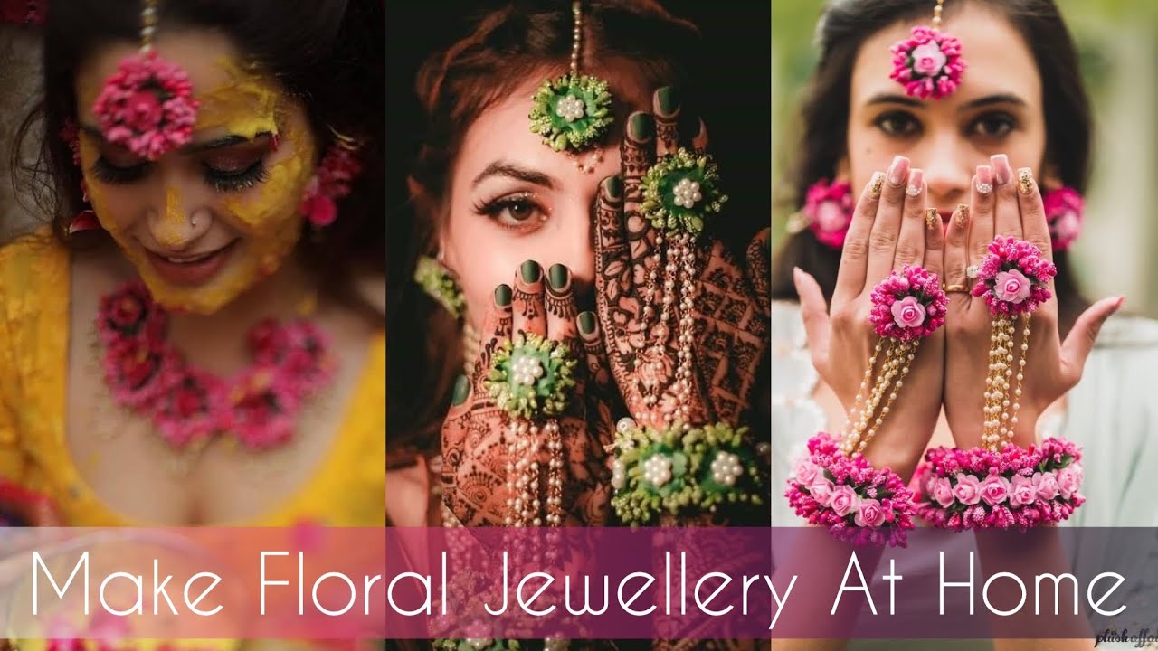 Flower Bridal Jewellery - Handmade Floral Bridal Set - Flower Jewellery for Haldi - Mehendi