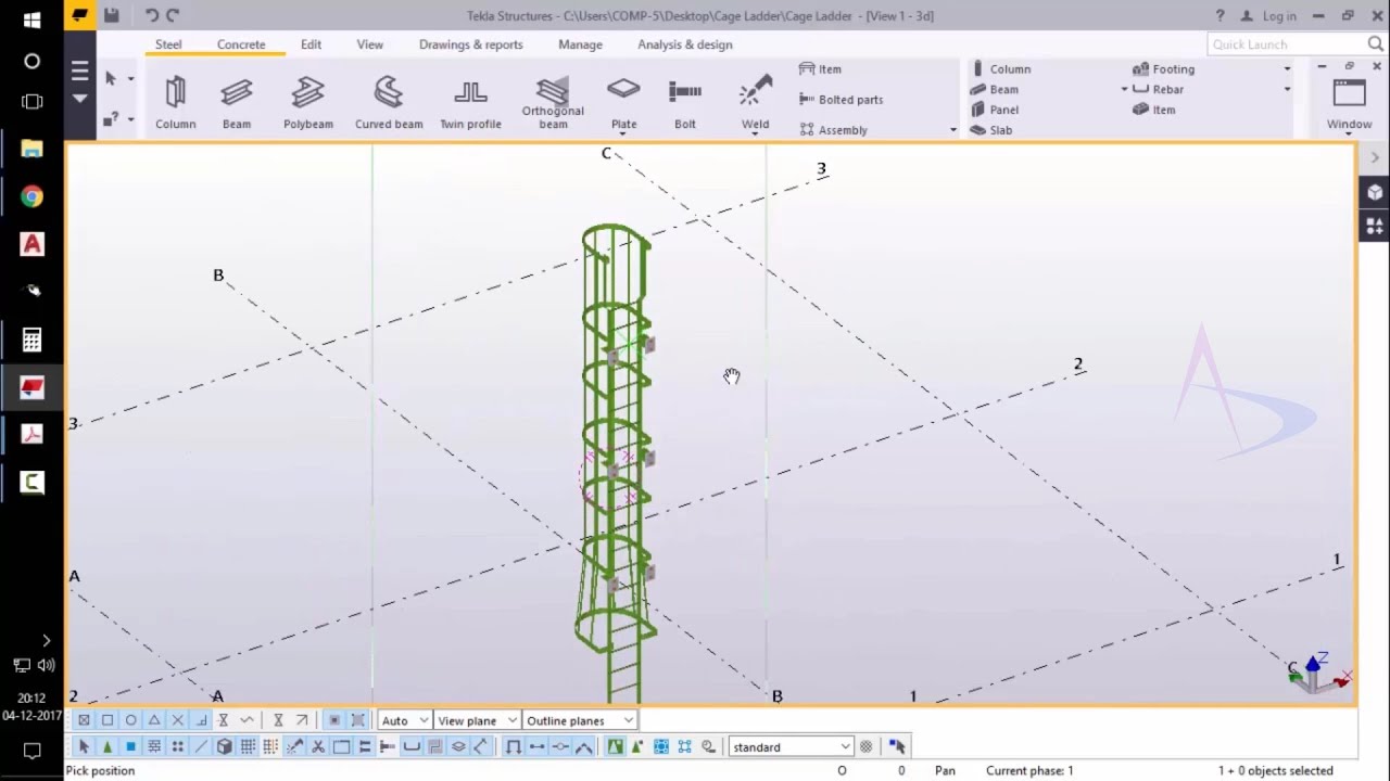 Tekla Structures 2016i-Tutorial-15_Create Cage Ladder Part-2 (Model)
