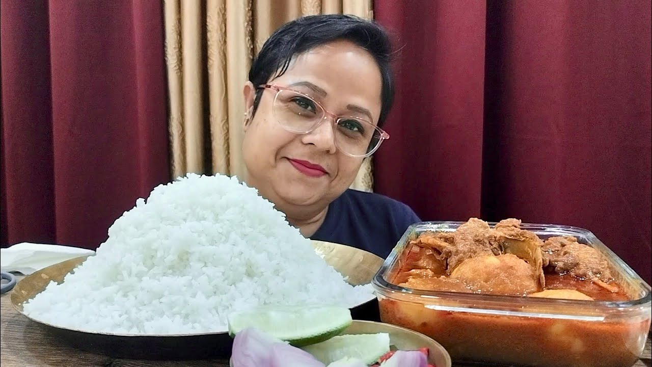Mutton kosha and huge rice eating 