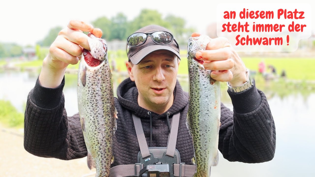 Forellenangeln im Sommer Ultralight Angeln Gummiköder Powerbait mit Pose Forellenpark Quellental