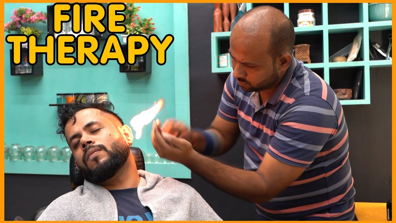 {ASMR} Fire Therapy Head Massage and Crackings with Hair Wash💈#asmr