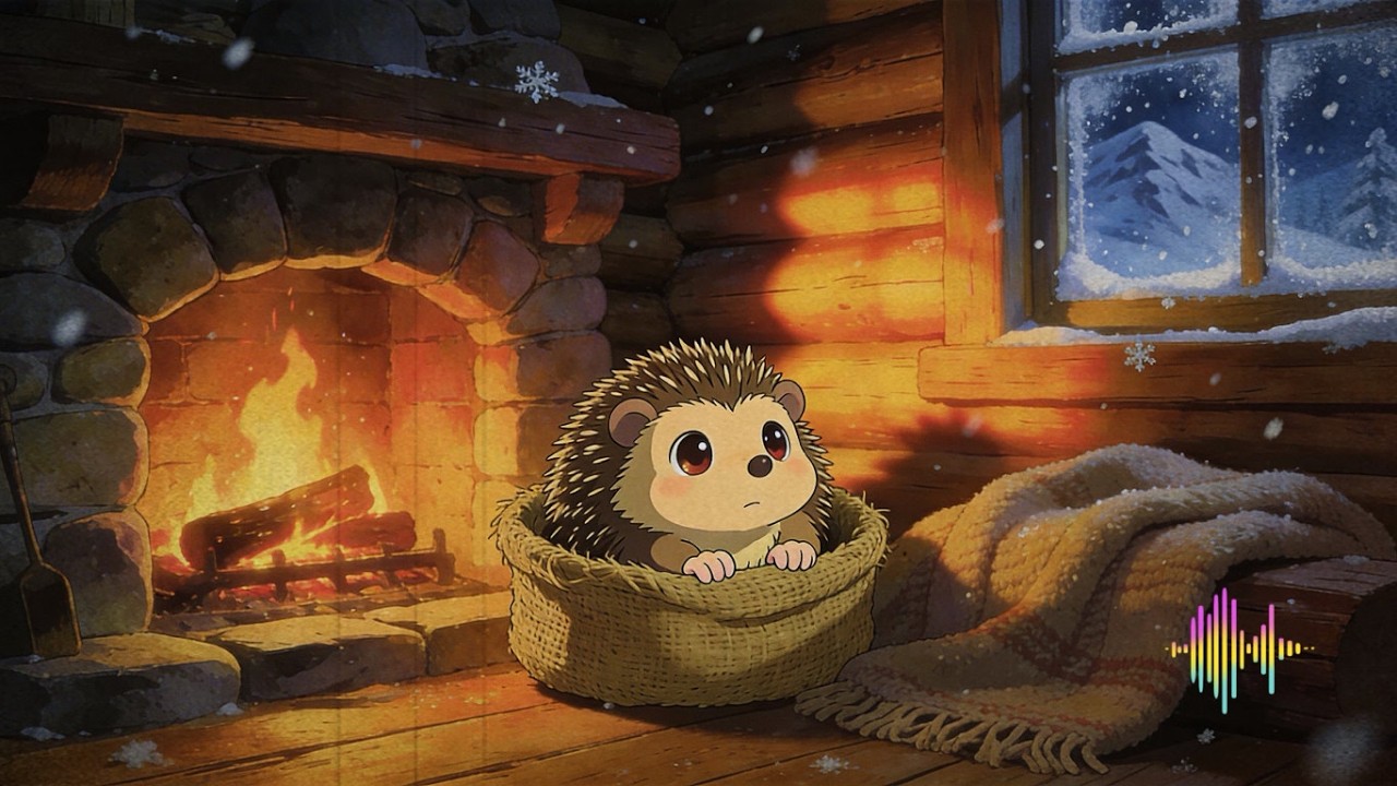 Mountain Cabin Hedgehog 🦔 48 Minutes Woodfire & Folk Lofi | Mochi Mochi
