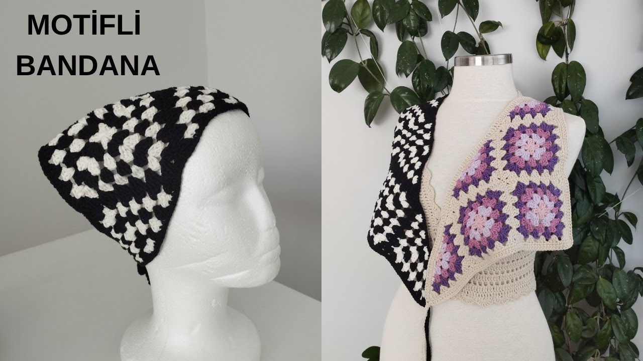 MOTİFLİ BANDANA 1 - SAÇ BANDI YAPIMI / Crochet Bandana Tutorial