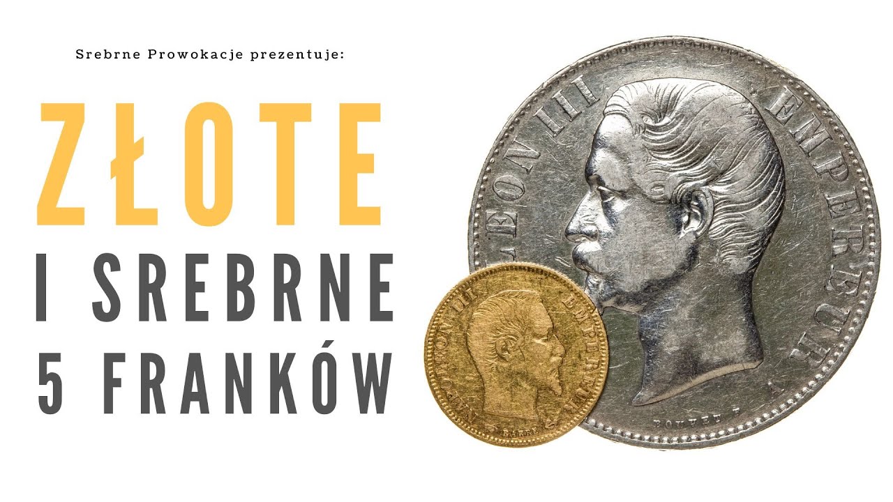 Złota i srebrna moneta 5 franków Francja Napoleon III