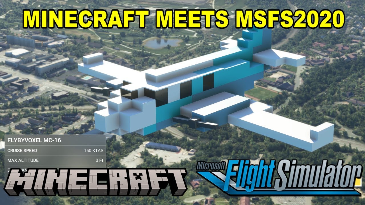 Minecraft Plane MOD for Microsoft Flight Simulator is AWESOME! FlyByVoxel MC-16 v0.1.1#msfs2020
