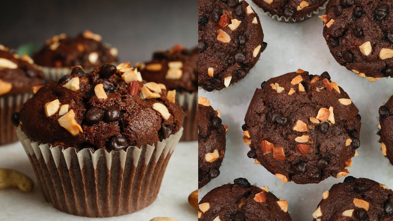 Eggless Choco Nut Mini Muffins | Rich in Chocolate and Nuts | Easy to make | Scrummy Recipes EP 79