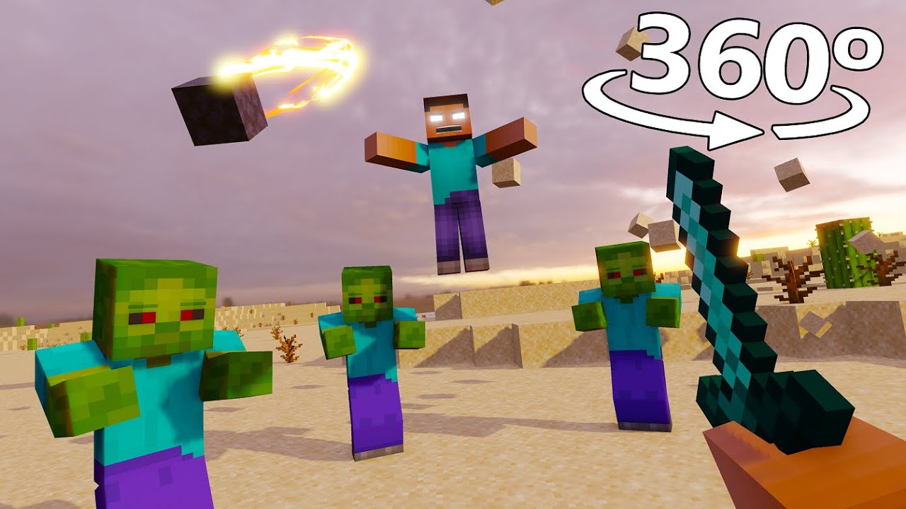 Herobrine Fight in 360&deg; - Minecraft Animation 4K/VR