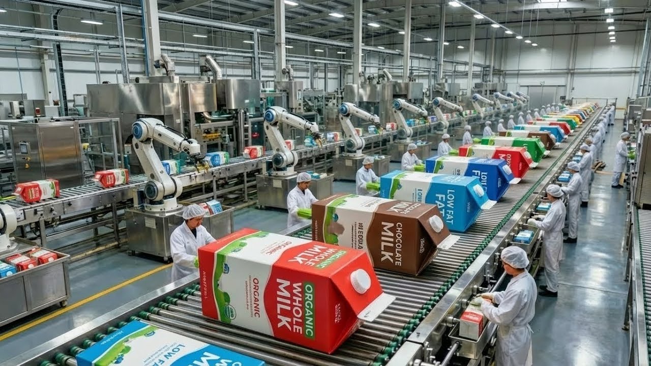 Inside the HIGH-CAPACITY Dairy Farm & Milk Processing Factory — From Farm to Bottle (Full Process)