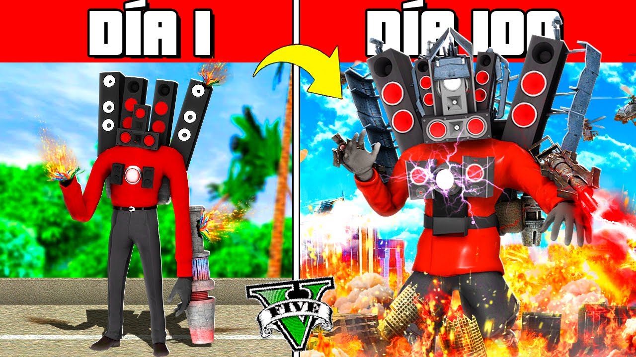 SOBREVIVÍ 100 DÍAS como TITAN SPEAKERMAN en GTA 5!! (Skibidi Toilet mod)