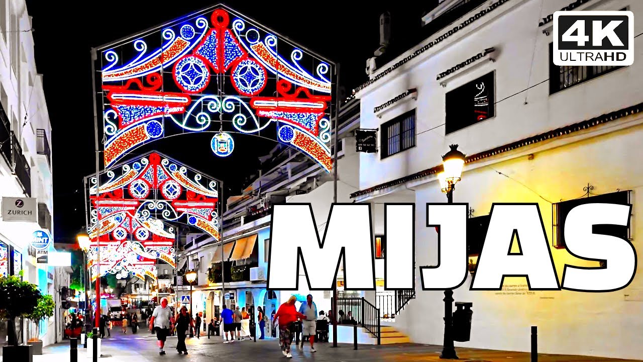 MIJAS Pueblo White Village NIGHTLIFE [4K] Costa Del Sol Spain Walking Tour
