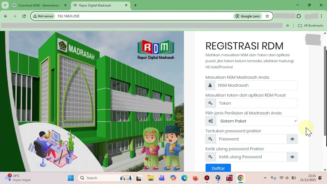 CARA DAFTAR REGISTRASI RDM KE SERVER PUSAT | RAPOR DIGITAL MADRASAH| ALAMAT IP TERDAFTAR