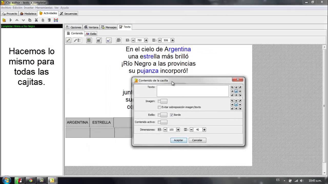 Jclic -  Creación de completar texto