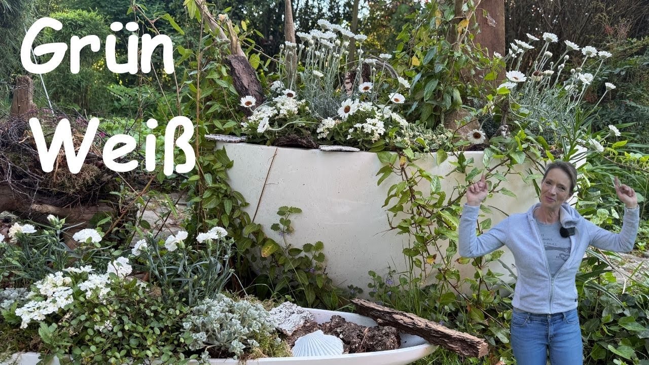 Sommerbepflanzung in grün & weiß 💚 Eine frische DIY Sommerdeko Idee für den outdoor Bereich 💚