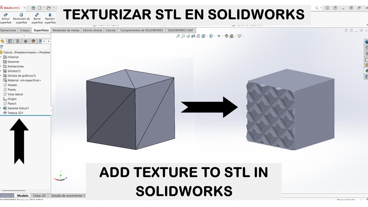 Cómo agregar textura a un STL en Solidworks | Editar 3MF | Modificar Malla
