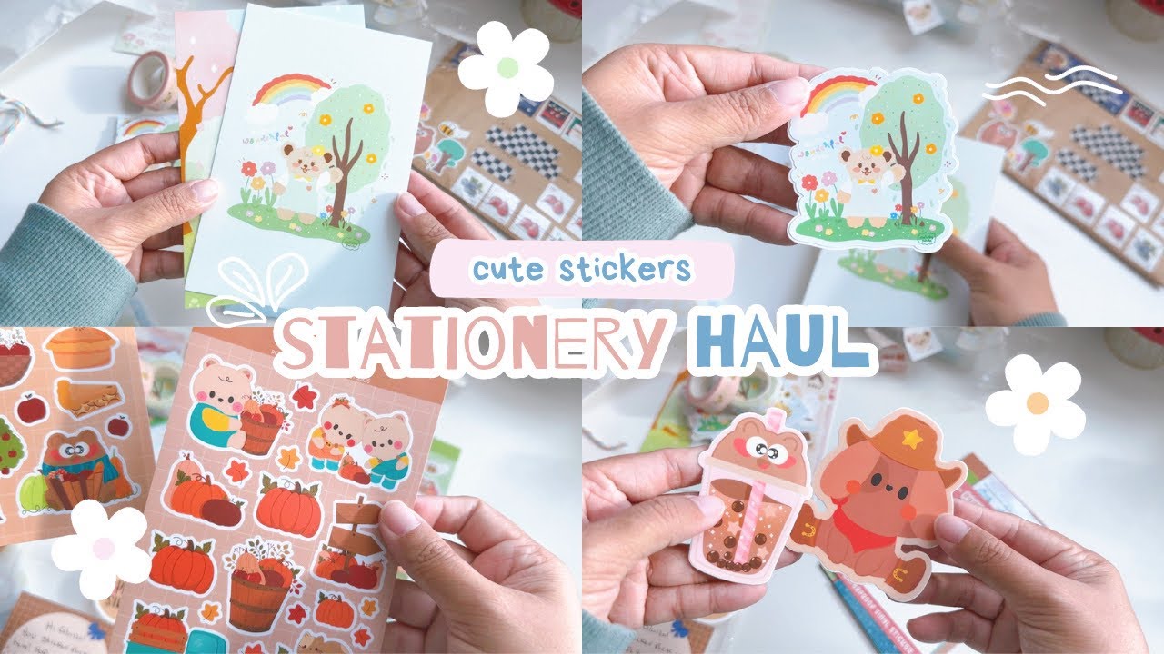 cute stationery haul ASMR 🌱 cute stickers, washi tape and art prints ~