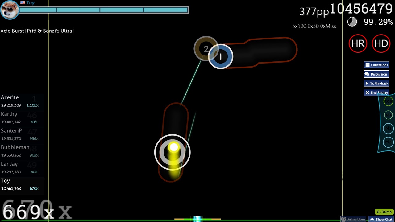 osu! | Toy | Memme - Acid Burst [Priti & Bonzi's Ultra] +HD,HR 99.32% FC 544pp #2