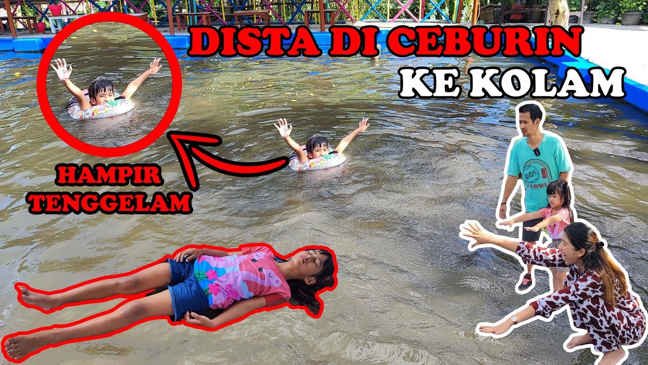 DISTA TENGGELAM😱 KECEBUR DI KOLAM!! SEMUA PANIK😭 #viralvideos