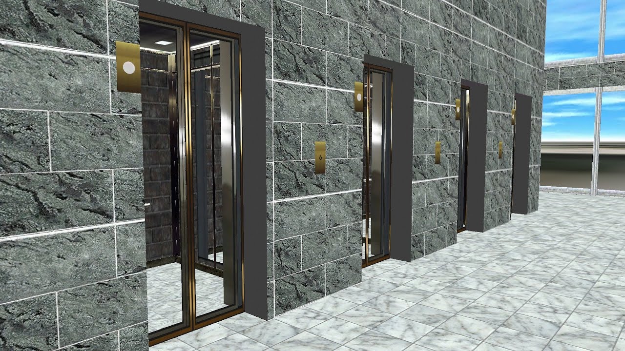 Beno Skyscrapersim , Simple - 8 Lifts - Glass Elevator