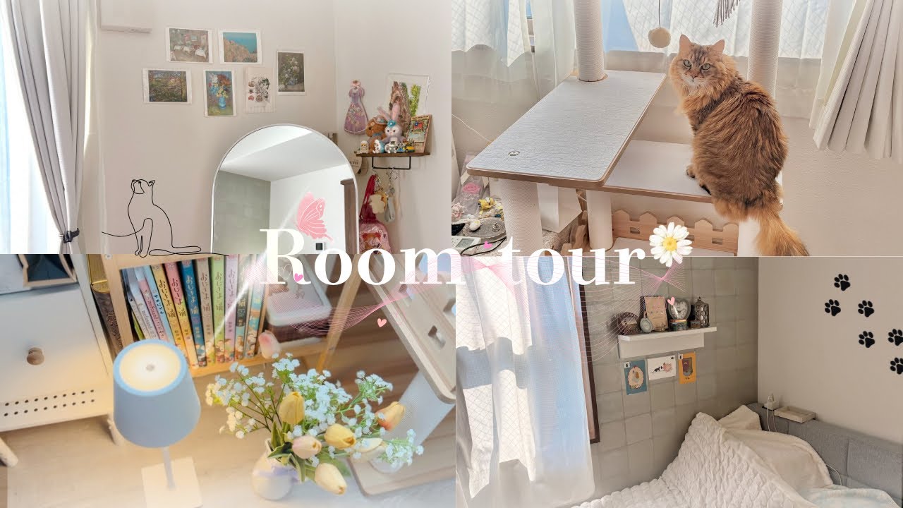 【猫と暮らす】1Ｋ6畳のルームツアー | 同棲 | グレー基調のお部屋✩⡱˖ ࣪⊹