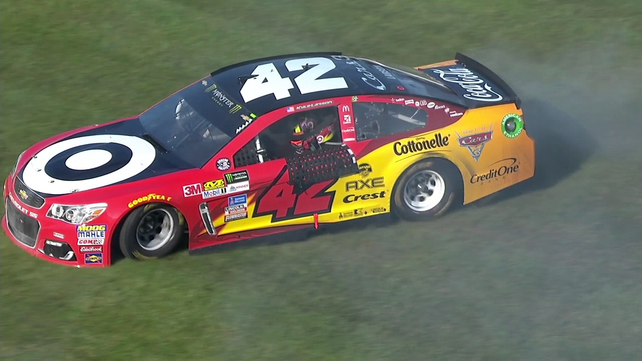 Larson goes into Victory Lane for unique burnout