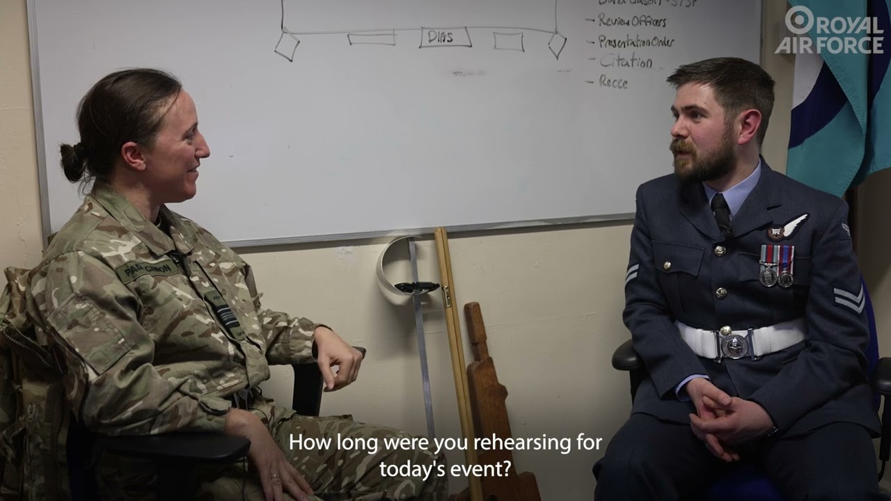 Padre Rebekah meets RAF Brize Norton's Drill & Ceremonial instructor
