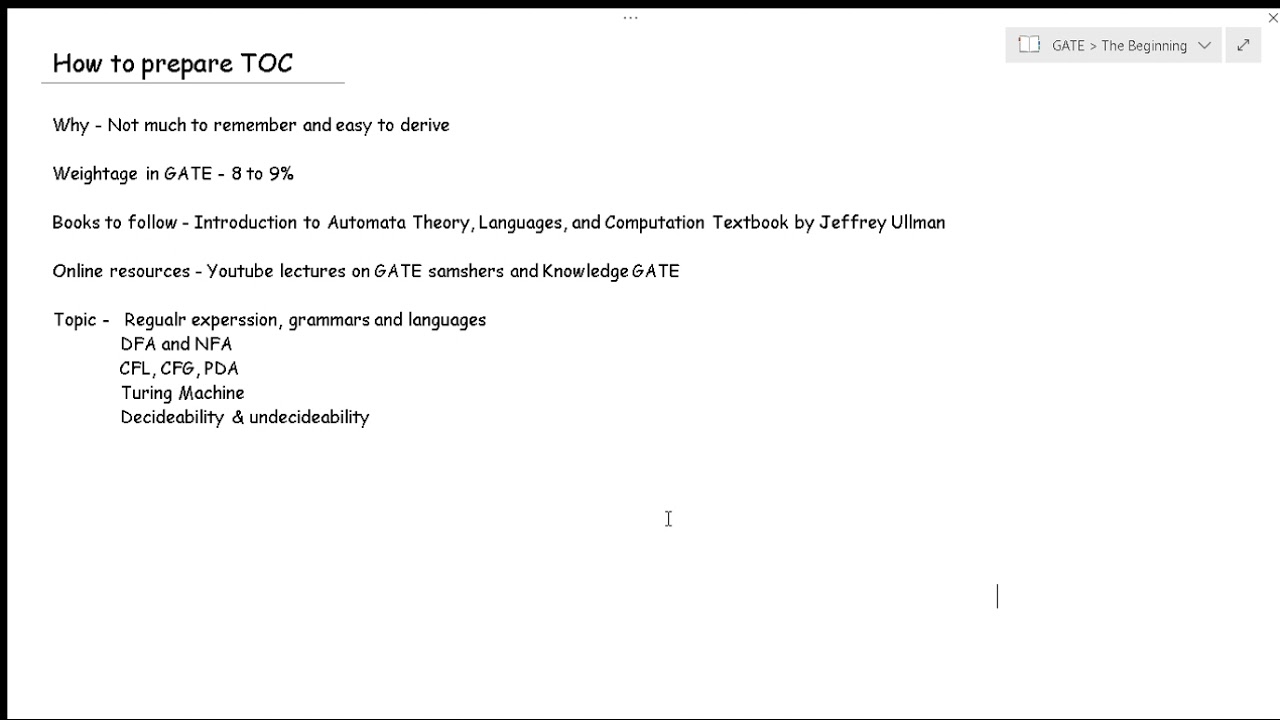 How to prepare TOC