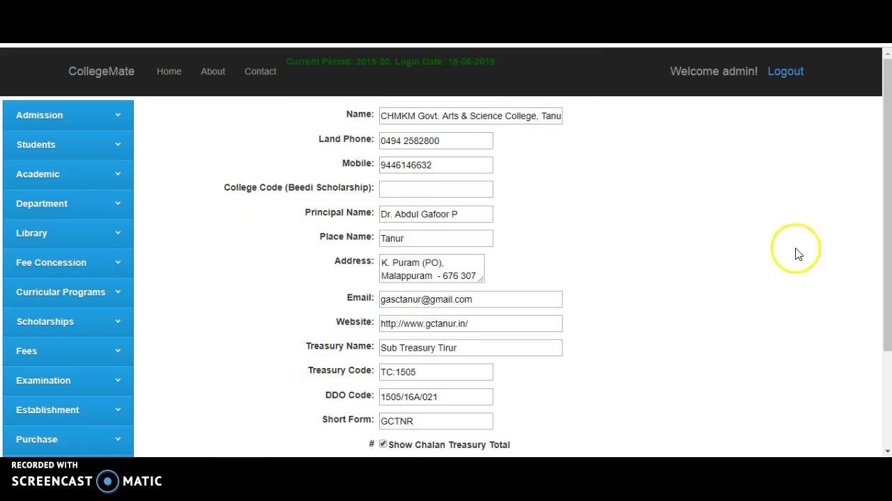 DCE AIMS - 1 Institutional Details
