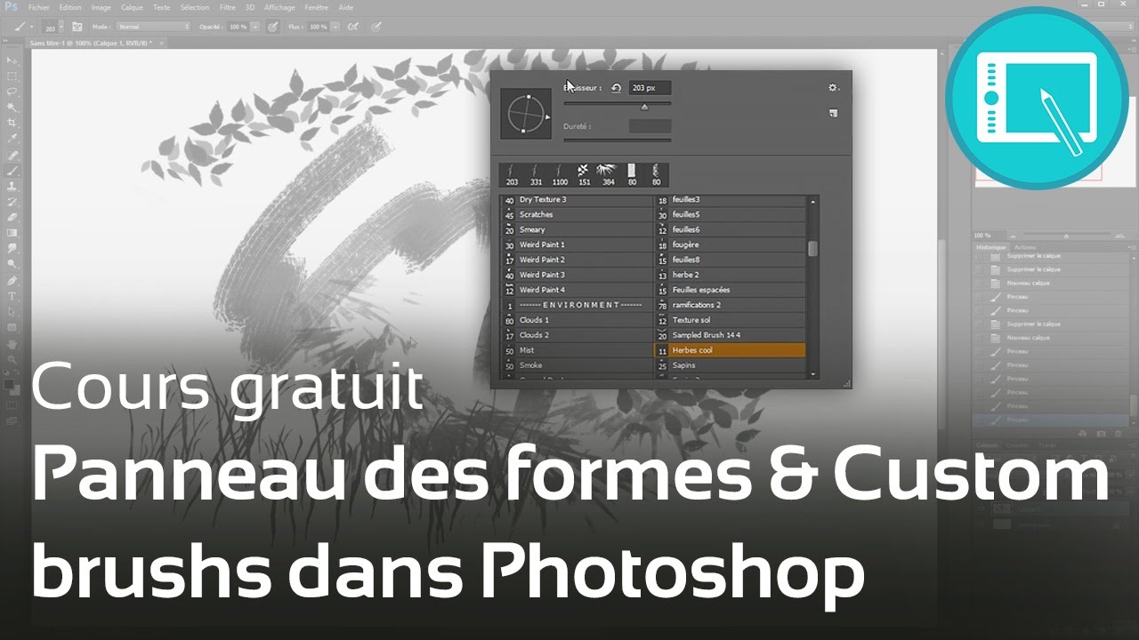TUTO : Panneau des formes & Custom brushs dans Photoshop [Programme 1-Chap 1]