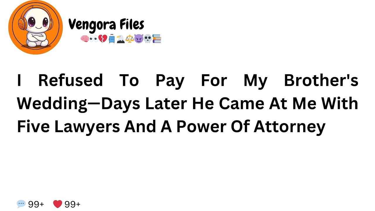 I Refused To Pay For My Brother's Wedding—Days Later He Came At Me With Five Lawyers And A Power...