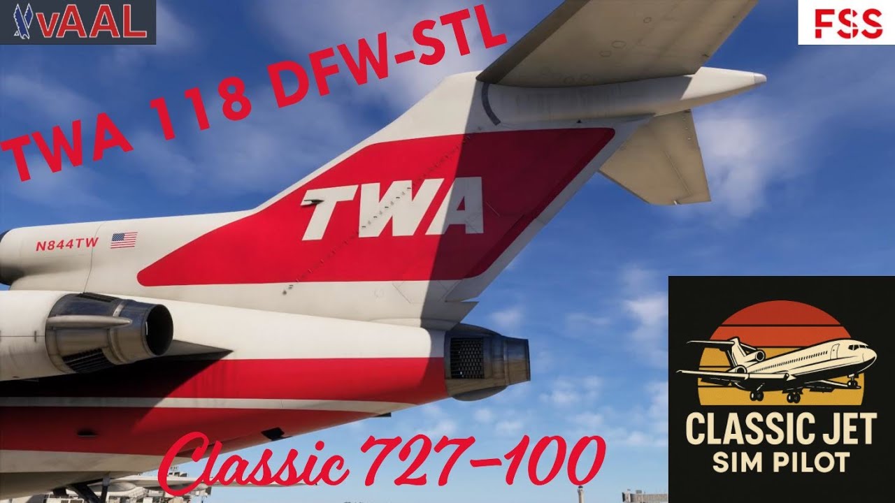 ✈️ Classic TWA Boeing 727-100 | Dallas–Fort Worth to St. Louis (DFW–STL) | MSFS 2024