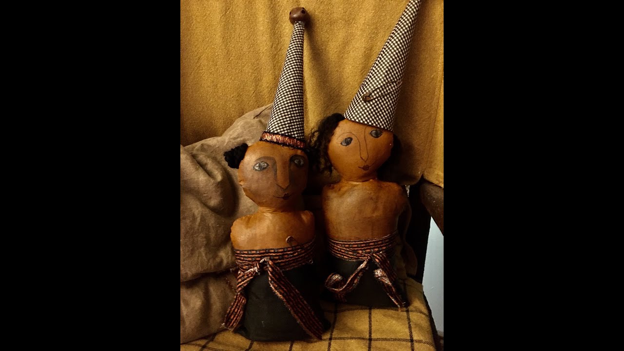 Primitive Decorating Ideas, DIY this primitive Folk Art Colonial Doll,you can make one for Halloween
