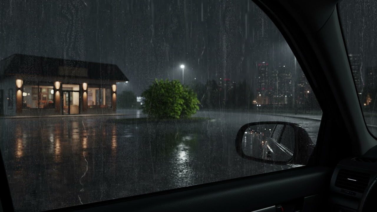 You’ll Fall Asleep Before This Storm Ends 🚗🌩️ | Cozy Car Rain at Night (10H)