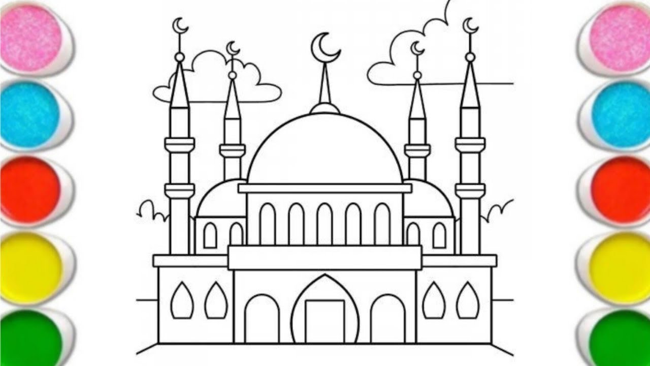 Easy Mosque Drawing and Coloring for Kids | Learn Colors | Art for Children and toddlers 