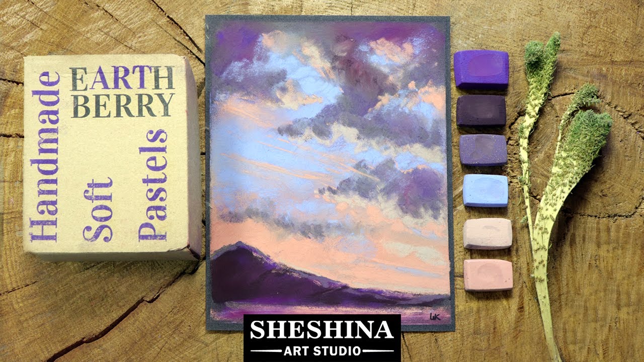 Testing New Russian Soft Pastels by EARTHBERRY. Drawing a Sunset with 6 Pastels.