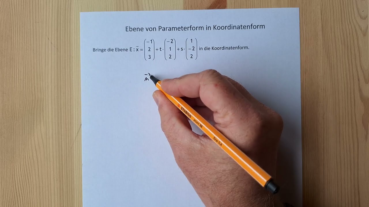 Ebene von Parameterform in Koordinatenform mit Hilfe des Vektor/Kreuzproduktes