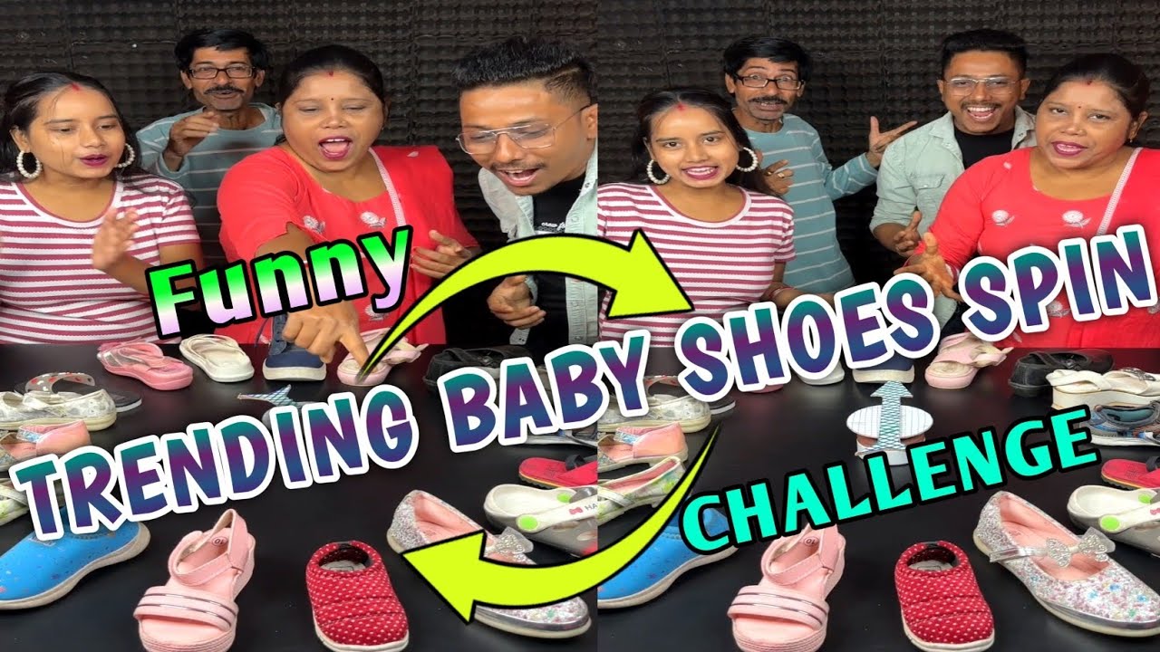 Diverse Trending Baby Shoes Spin Funny Challenge With Family
