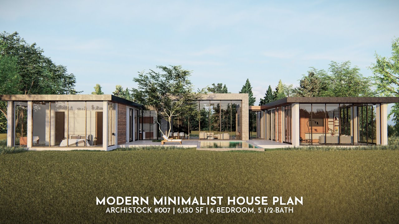 1-story Modern Minimalist Home with Swimming Pool, Spacious Backyard | 6-Bed 5.5-Bath | 6,150 sq ft