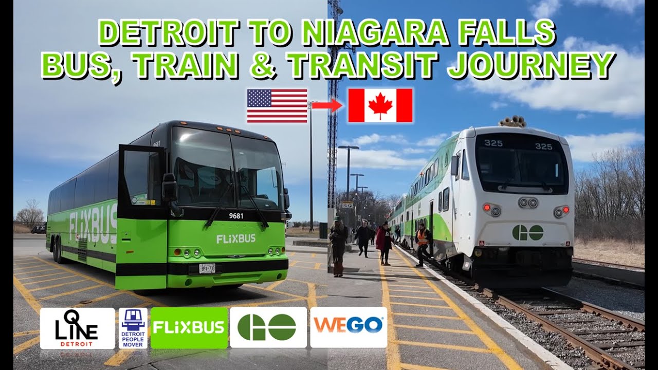 Detroit to Niagara Falls Coach Bus, Train & Transit Journey Via Toronto (w/ Voice Commentary)