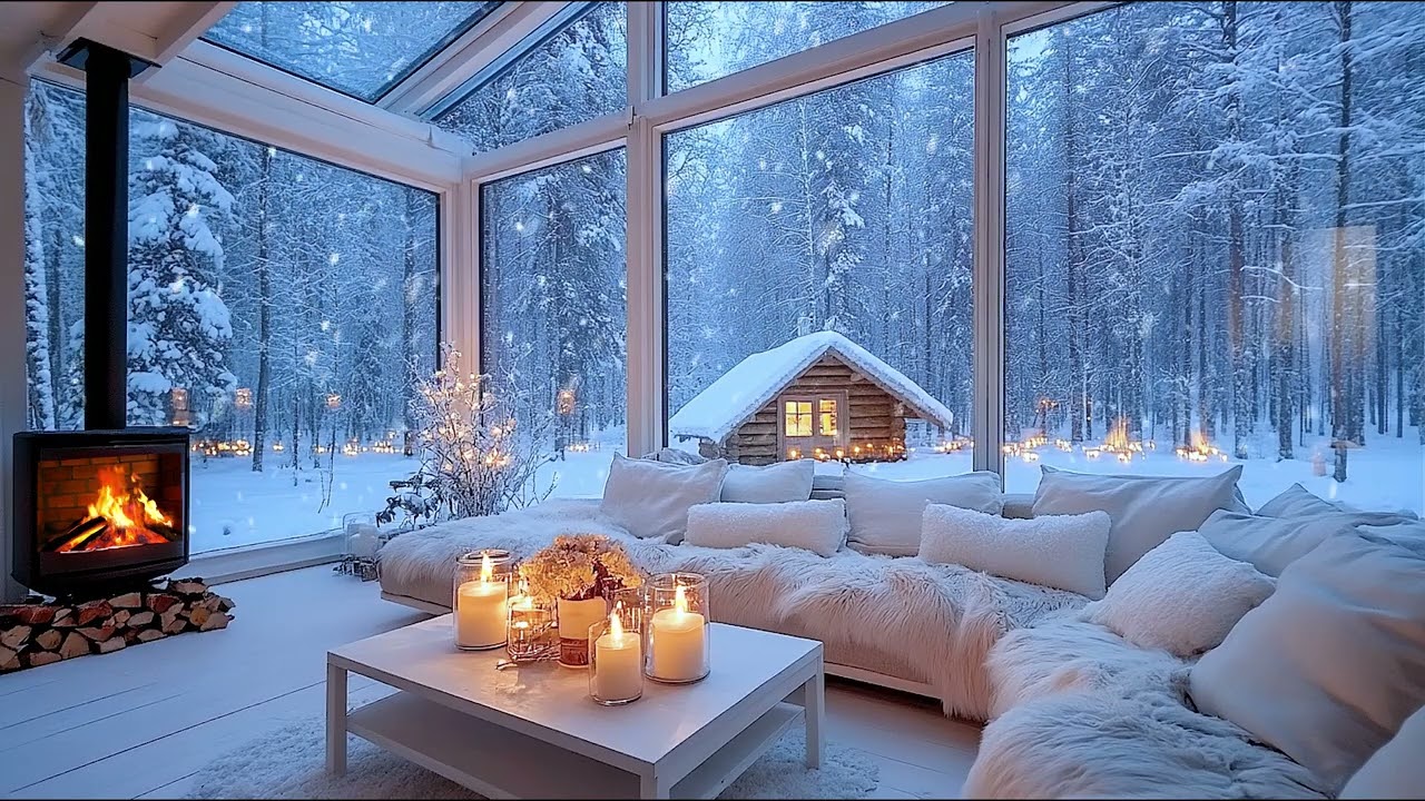 🎹 Soft Piano Floral Winter | Candlelit White Lounge for 5 Hours | Sleep Relax Study Stress Relief