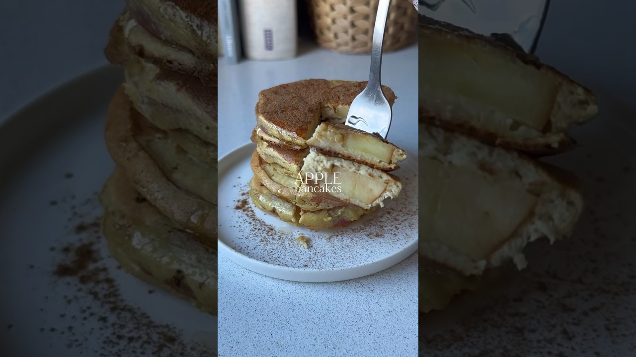 Apple pancakes #postres #receta #pancakes #pancakesrellenos #manzana