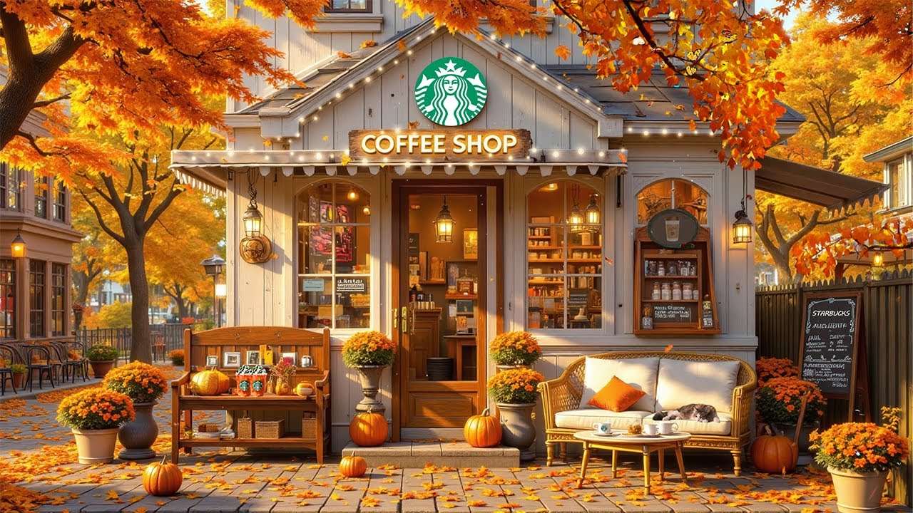 【秋のコーヒーBGM、広告なしの音楽】今朝の気持ち🍂🍁スターバックス1月の秋の歌リスト-秋のカフェで贅沢に読書したり、勉強したり…朝のカフェで、ゆっくりとしたジャズの音楽とともに落ち葉が舞い降りる。