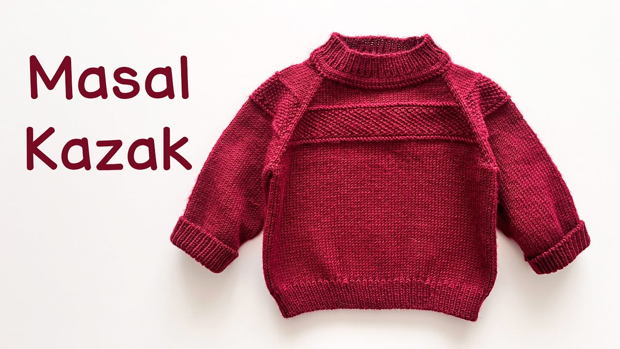Masal Kazak | Yakadan Başlanan Dikişsiz Bebek Kazağı 1-2 yaş | Top Down Raglan Sweater