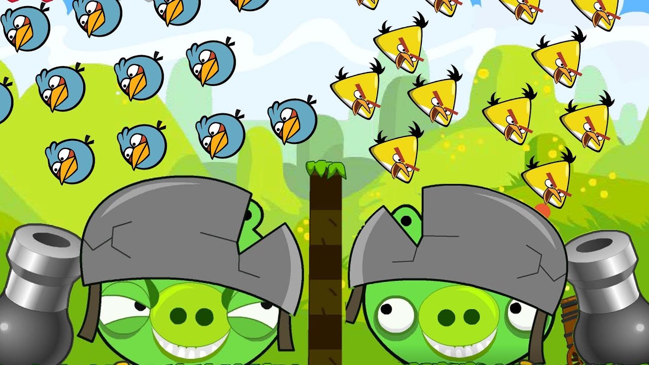 Angry Birds Collection Hacked - OVERDRIVE SHOOTING BIRDS AND KICKING STONE TO GIANT BOSS PIGGIES!